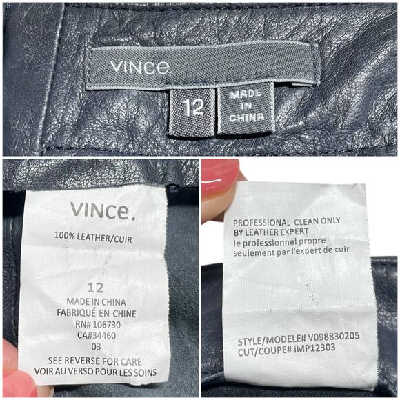 VINCE Buttery Soft Leather Miniskirt in Gray-Blue with Black Accents Size 12 - Picture 8 of 8